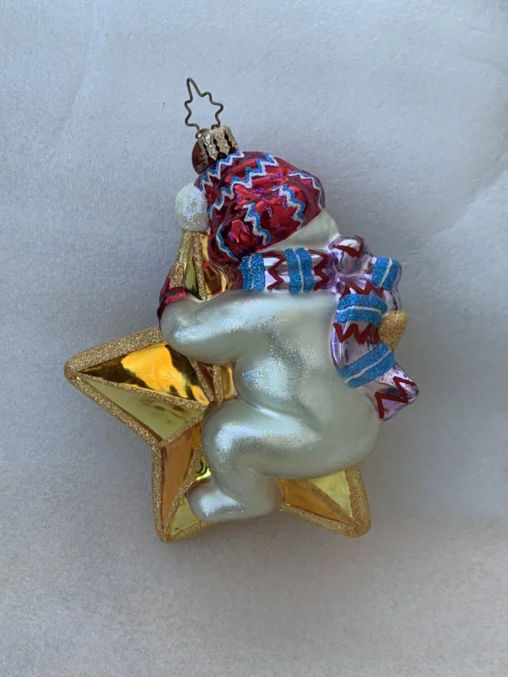 CHRISTOPHER RADKO CHRISTMAS TREE GLASS ORNAMENT STAR SNOWMAN